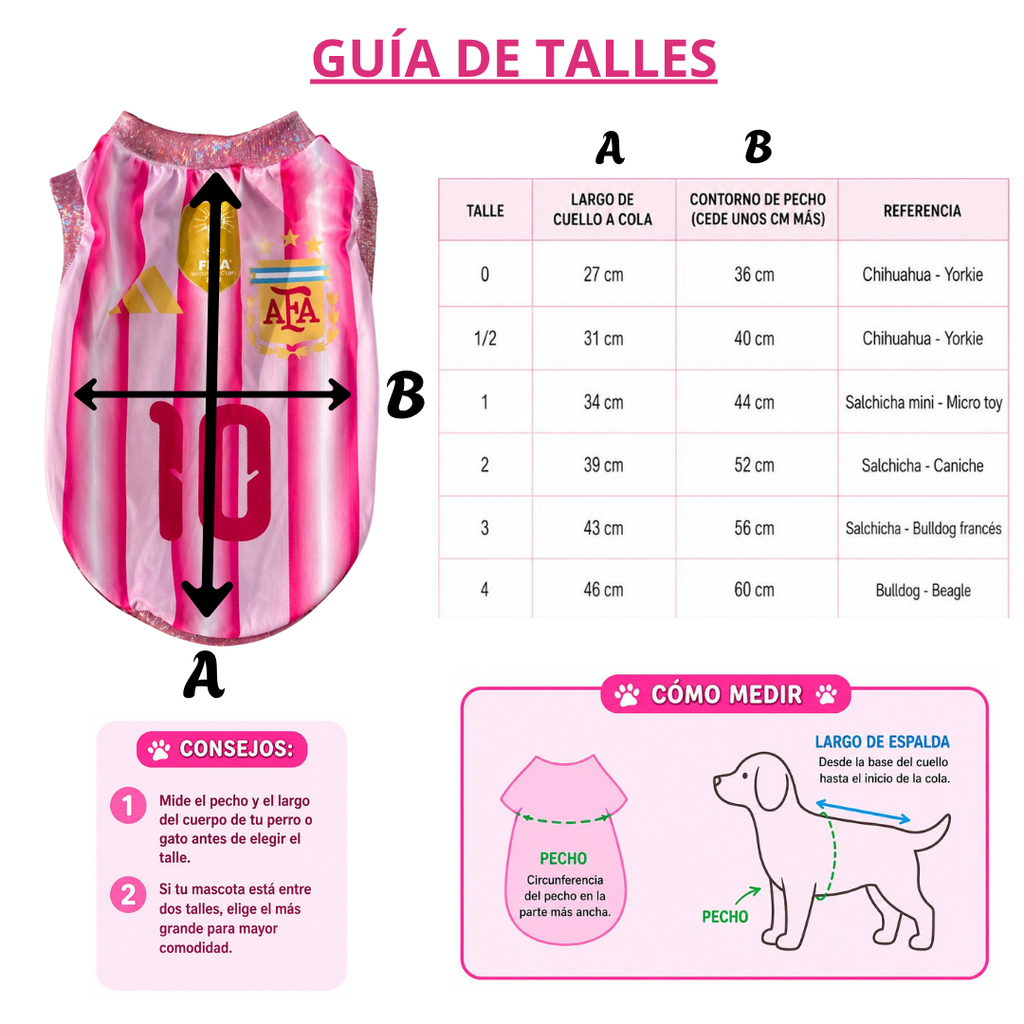 Camiseta Argentina pink para mascotas