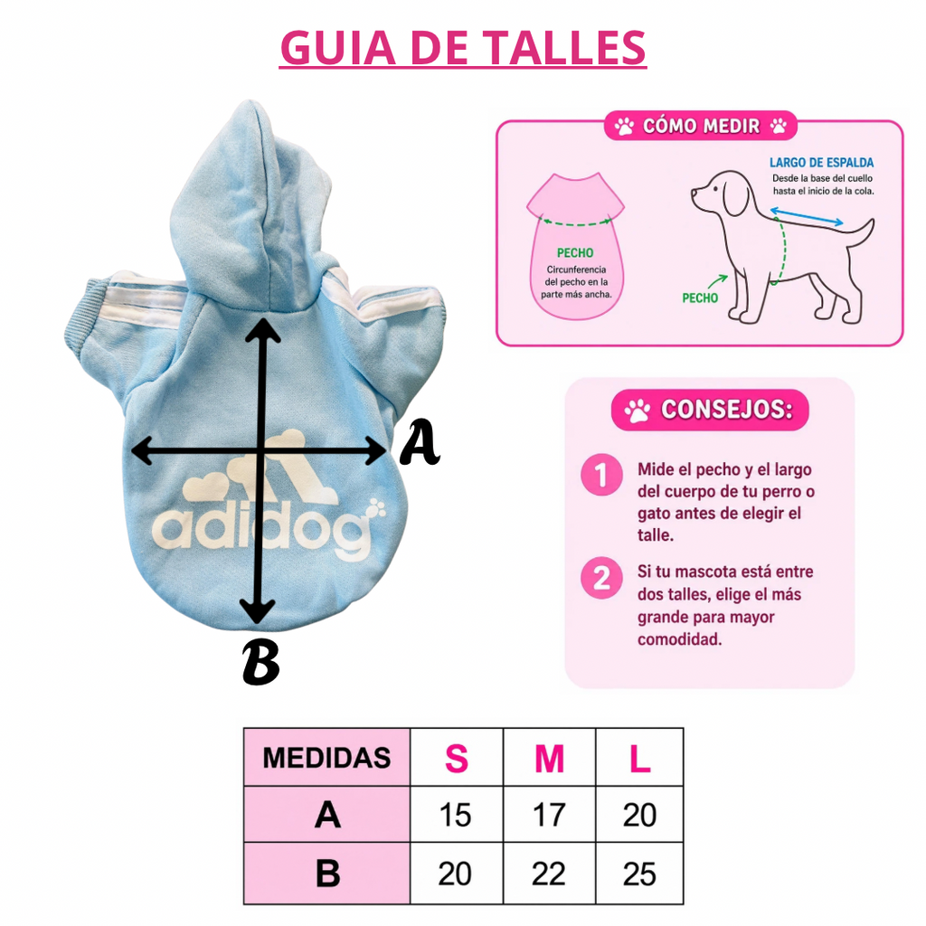 Buzo Adidog negro para mascotas - Talle M