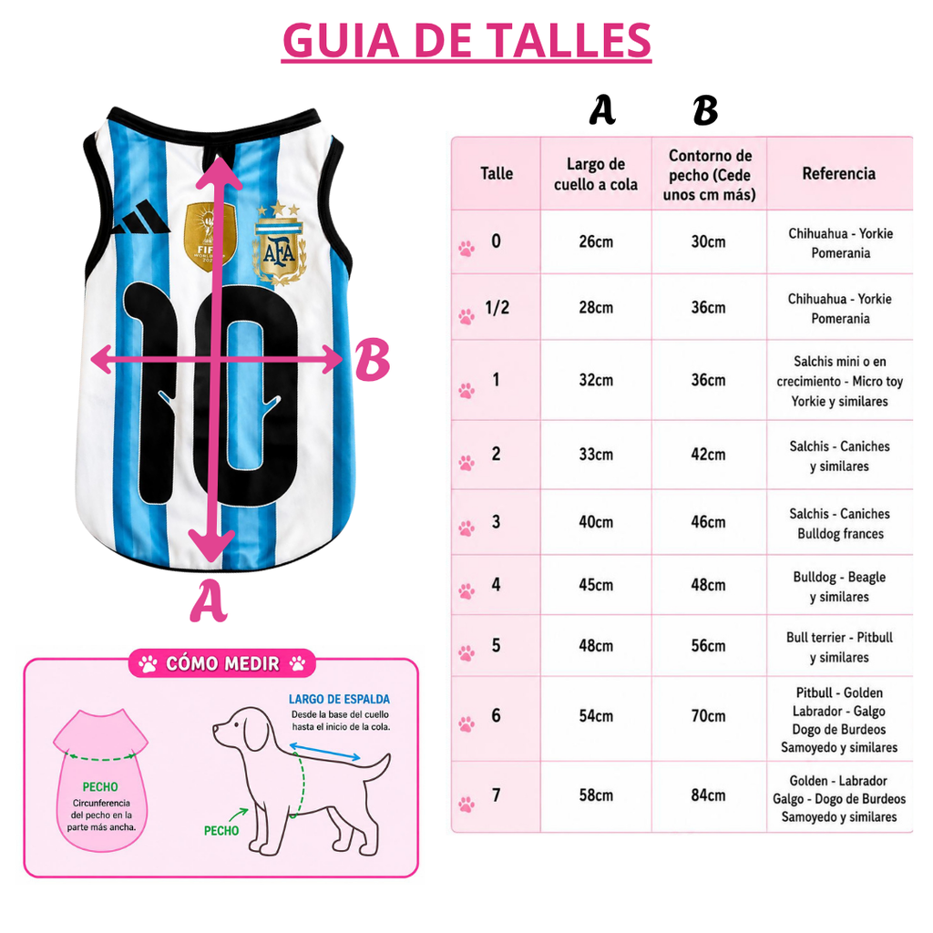 Camiseta Argentina para mascotas